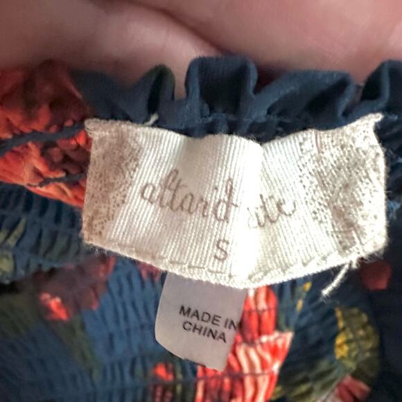 Altar’d State Maxi Dress Blue Floral Smocked Panel Front Fall Boho Wedding Guest - Picture 7 of 8